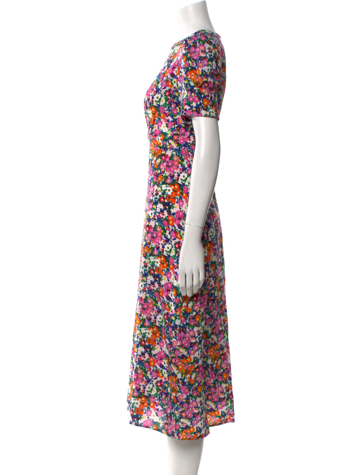 Saloni Floral Print Midi Length Dress