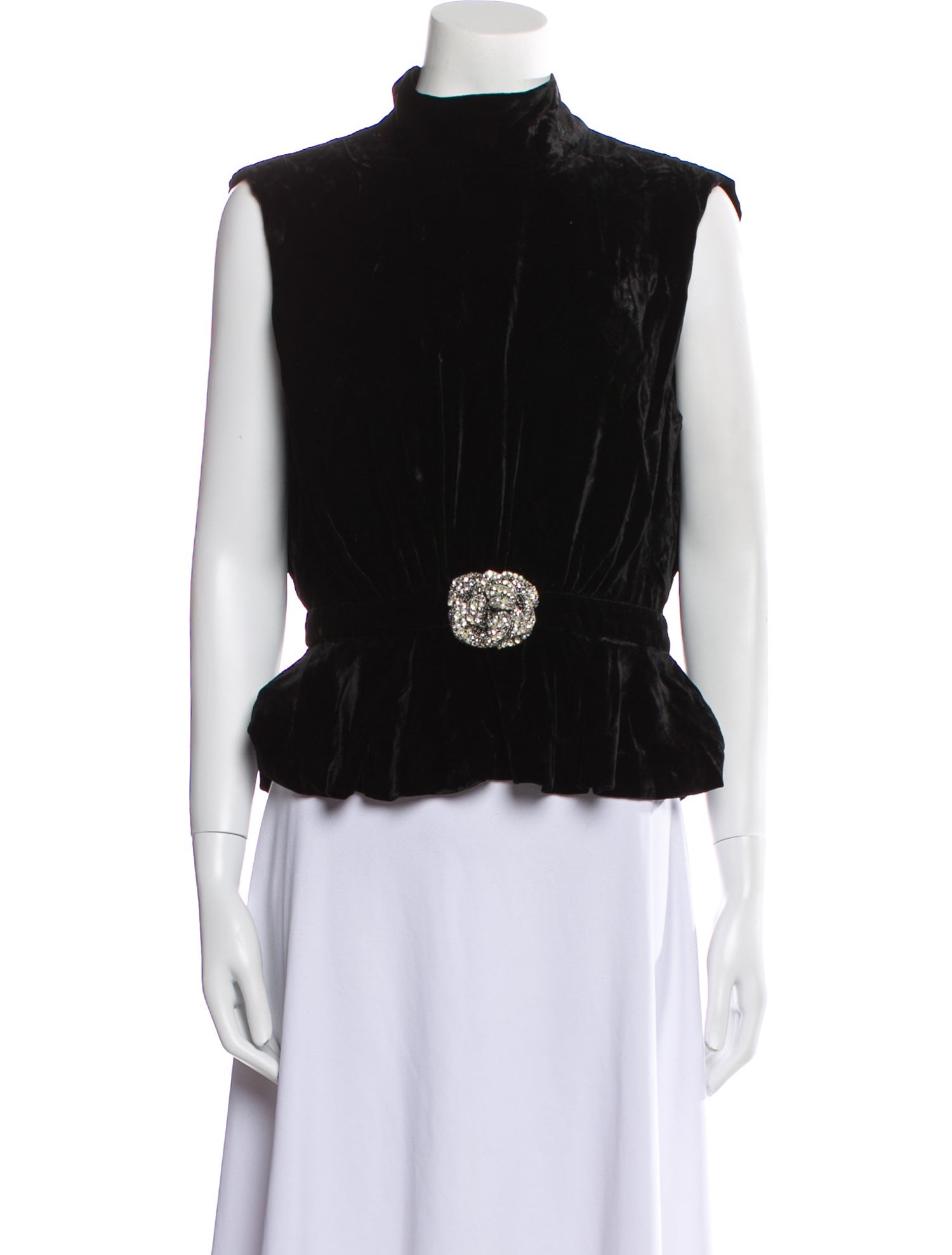 Saloni Mock Neck Sleeveless Crop Top