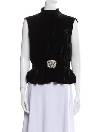 Saloni Mock Neck Sleeveless Crop Top