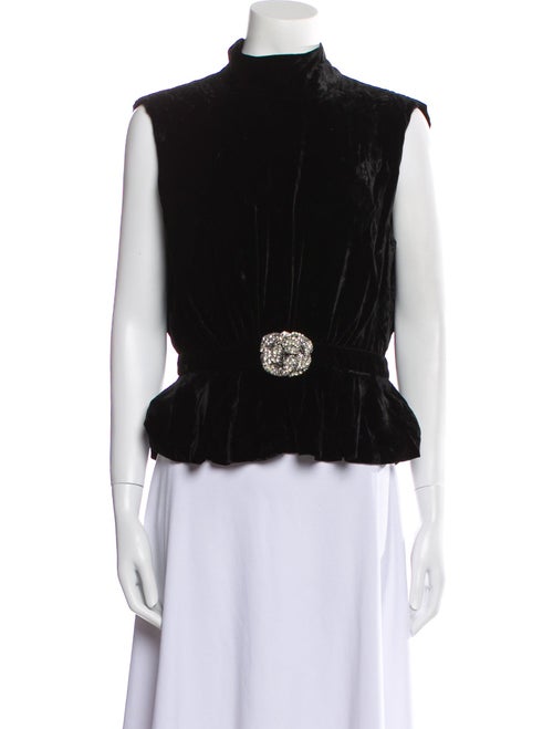 Saloni Mock Neck Sleeveless Crop Top