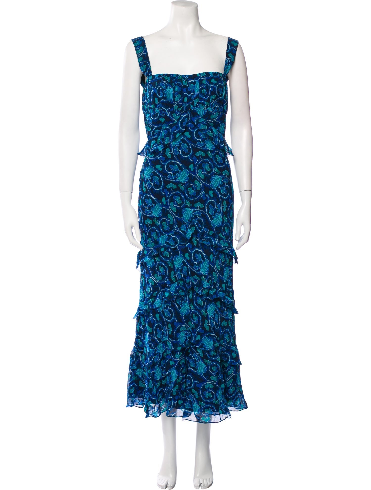 Saloni Floral Print Midi Length Dress