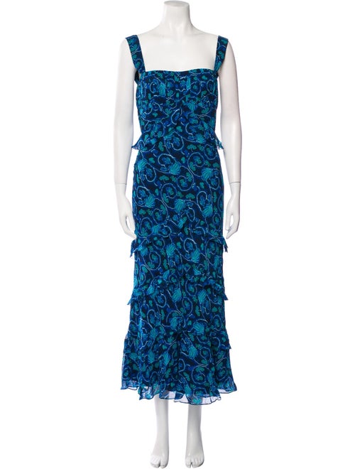 Saloni Floral Print Midi Length Dress