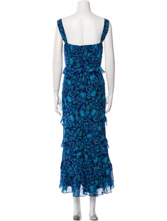 Saloni Floral Print Midi Length Dress