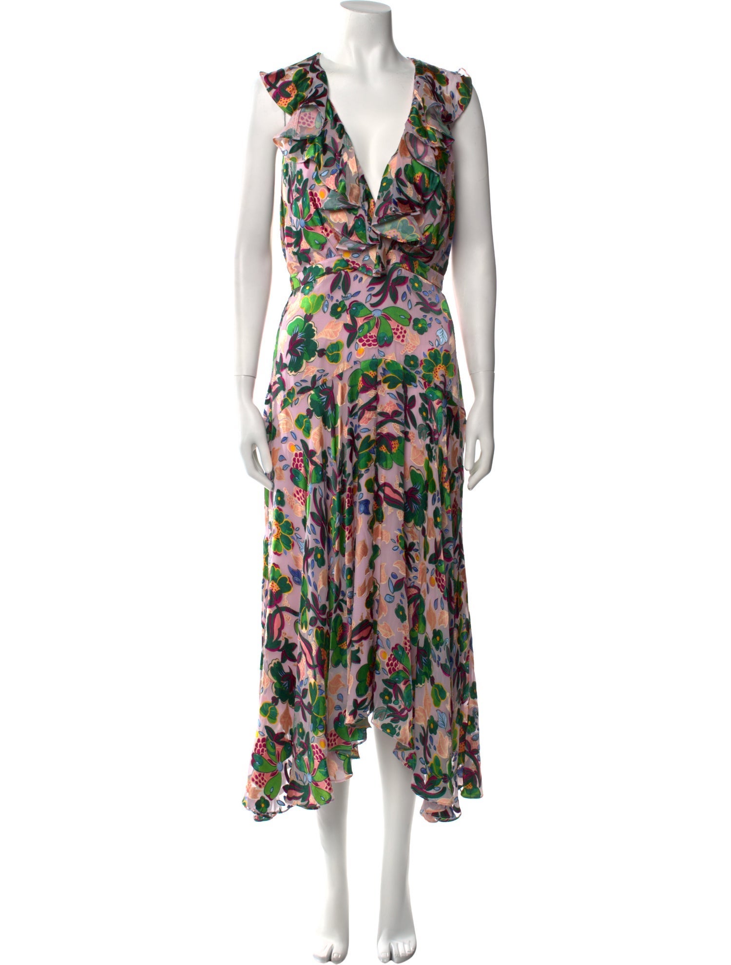 Saloni Floral Print Long Dress w/ Tags