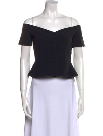 Saloni Off-The-Shoulder Short Sleeve Crop Top