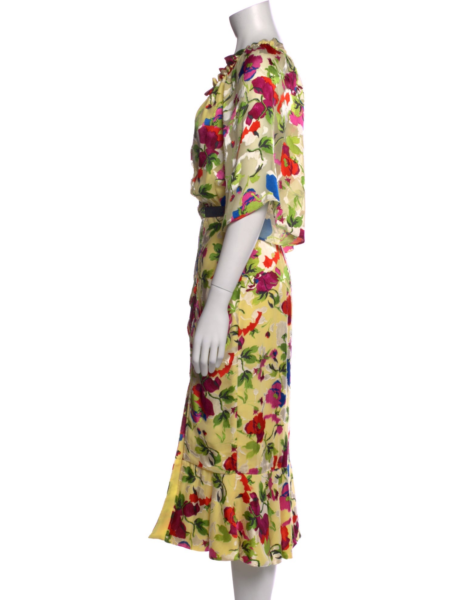 Saloni Floral Print Midi Length Dress