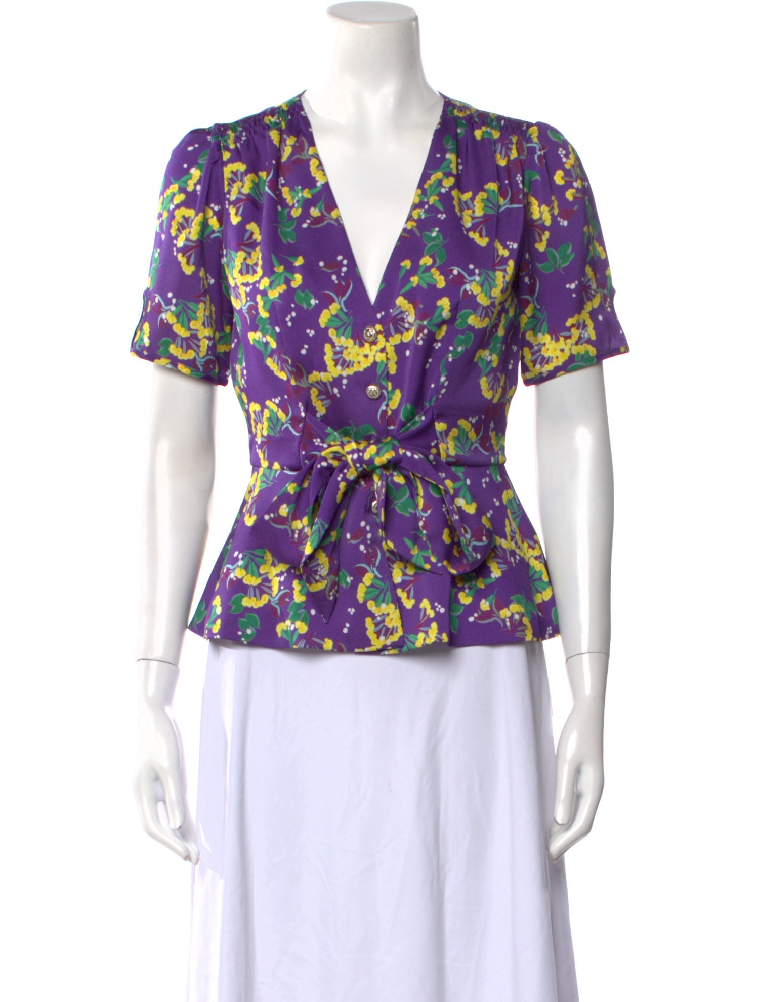 Saloni Floral Print V-Neck Top