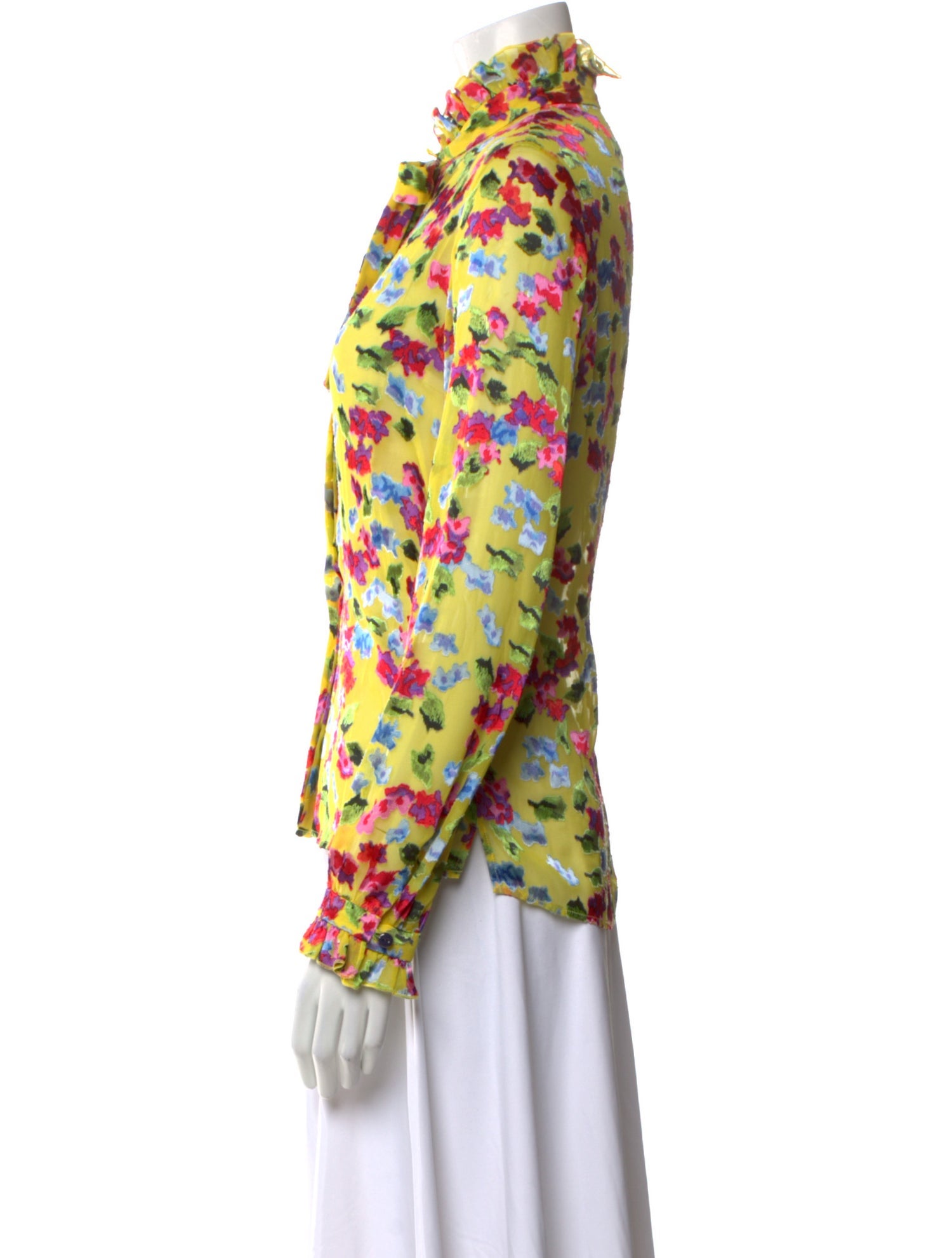 Saloni Floral Print Mock Neck Blouse