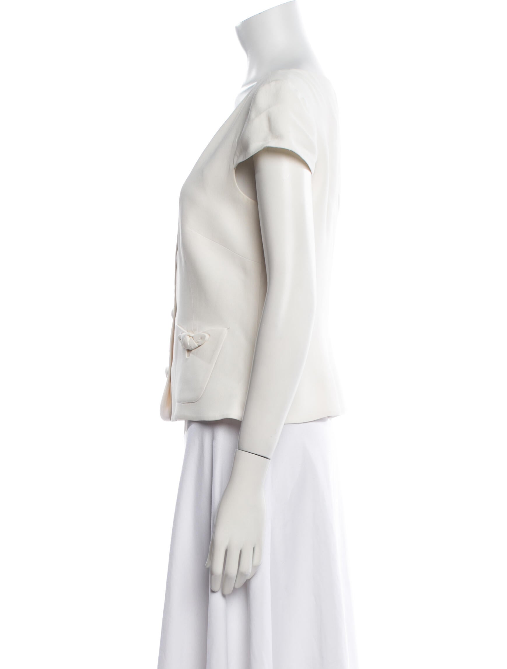 Saloni V-Neck Short Sleeve Button-Up Top