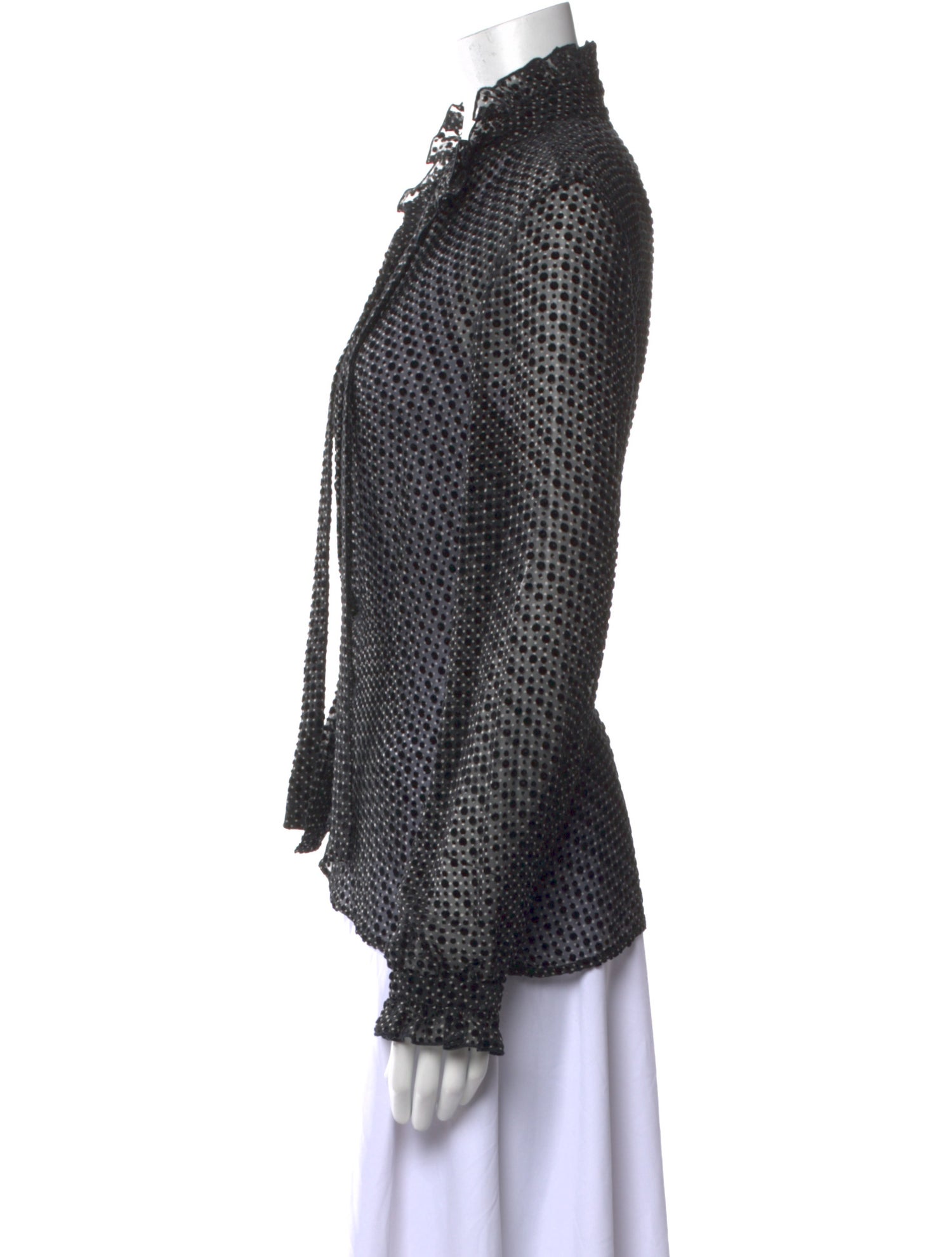 Saloni Silk Polka Dot Print Button-Up Top