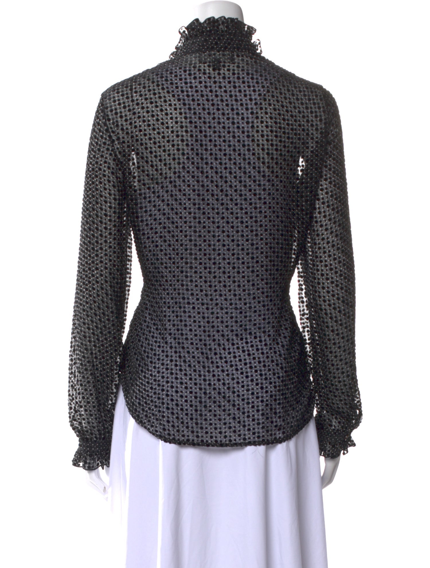 Saloni Silk Polka Dot Print Button-Up Top