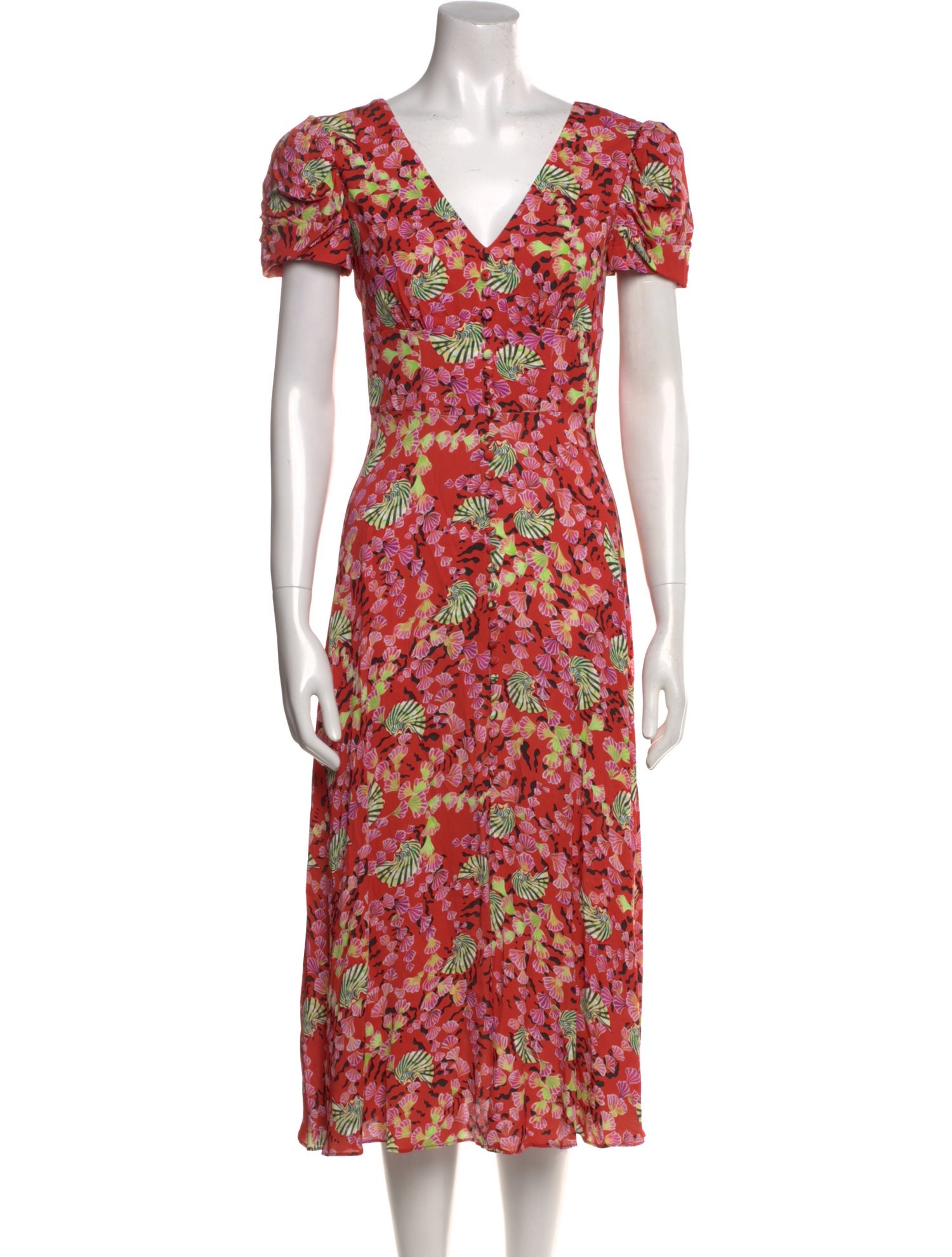 Saloni Floral Print Midi Length Dress