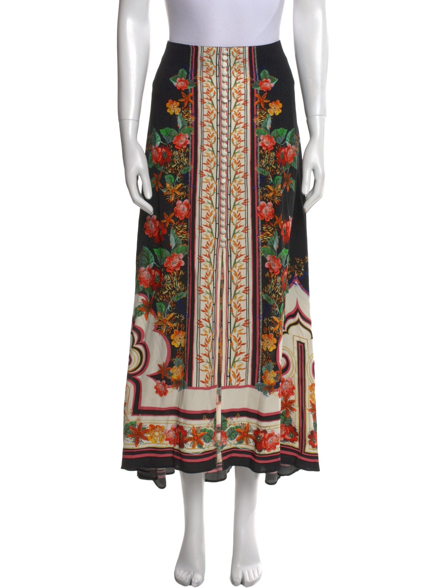 Saloni Floral Print Midi Length Skirt