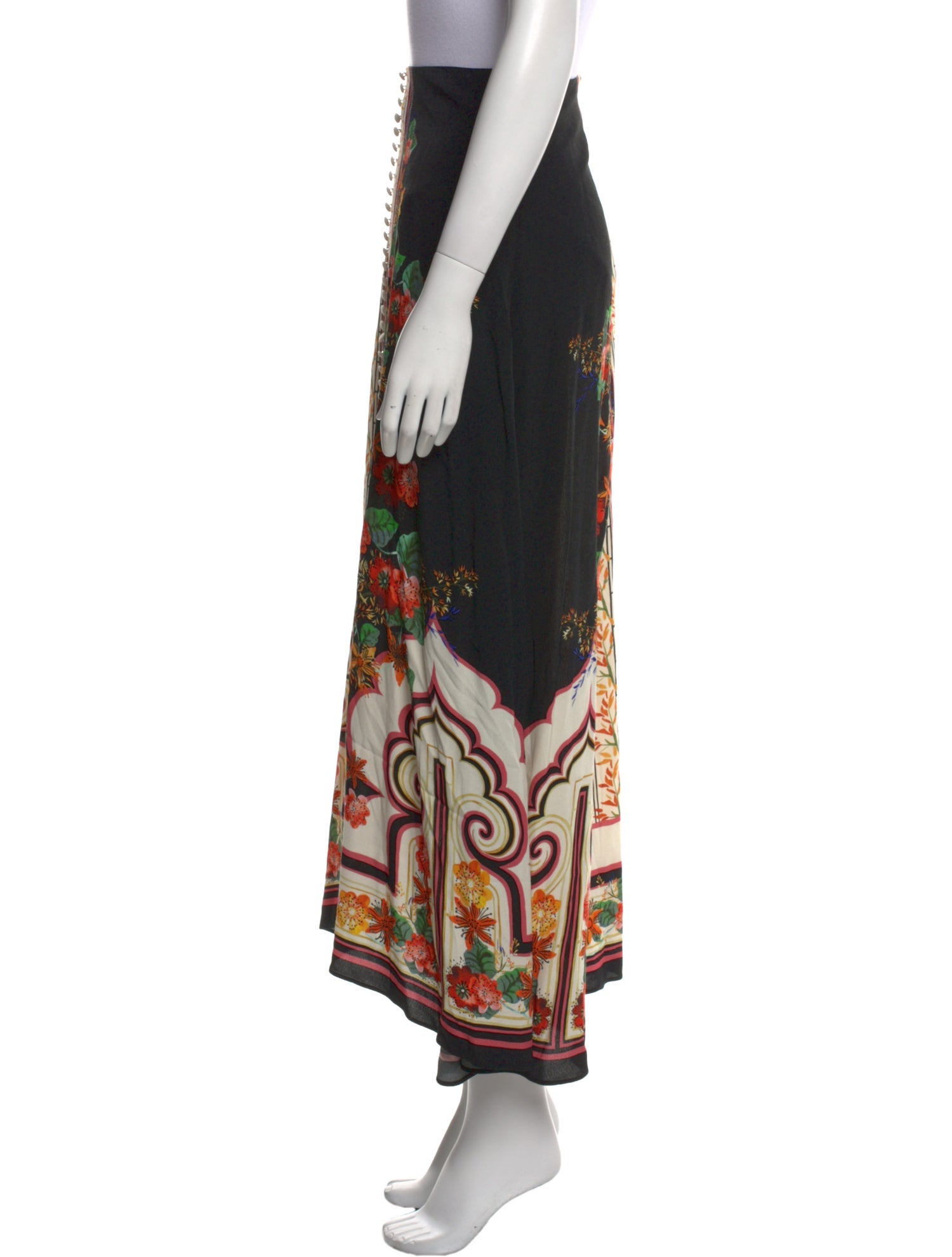 Saloni Floral Print Midi Length Skirt