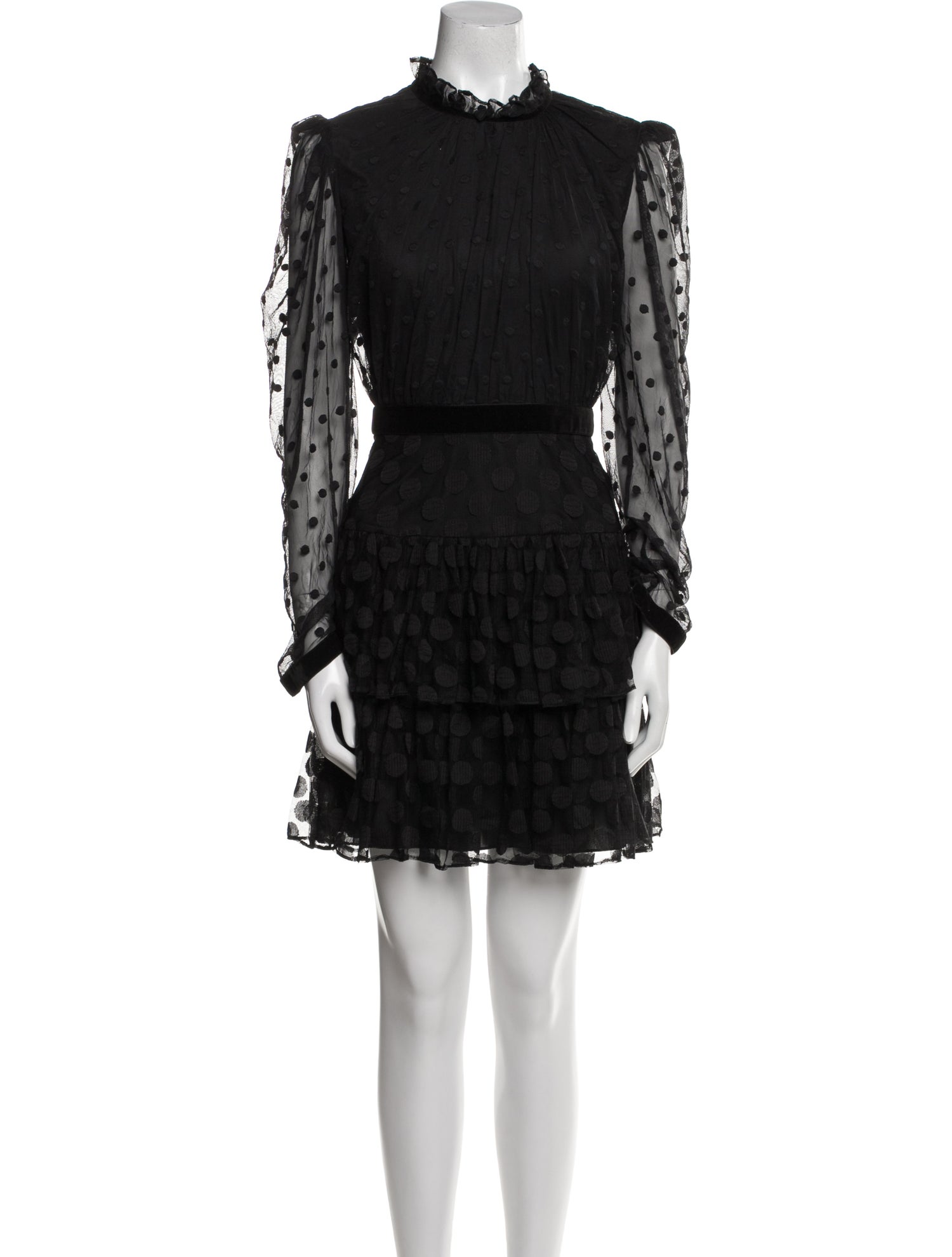 Saloni Lace Pattern Mini Dress