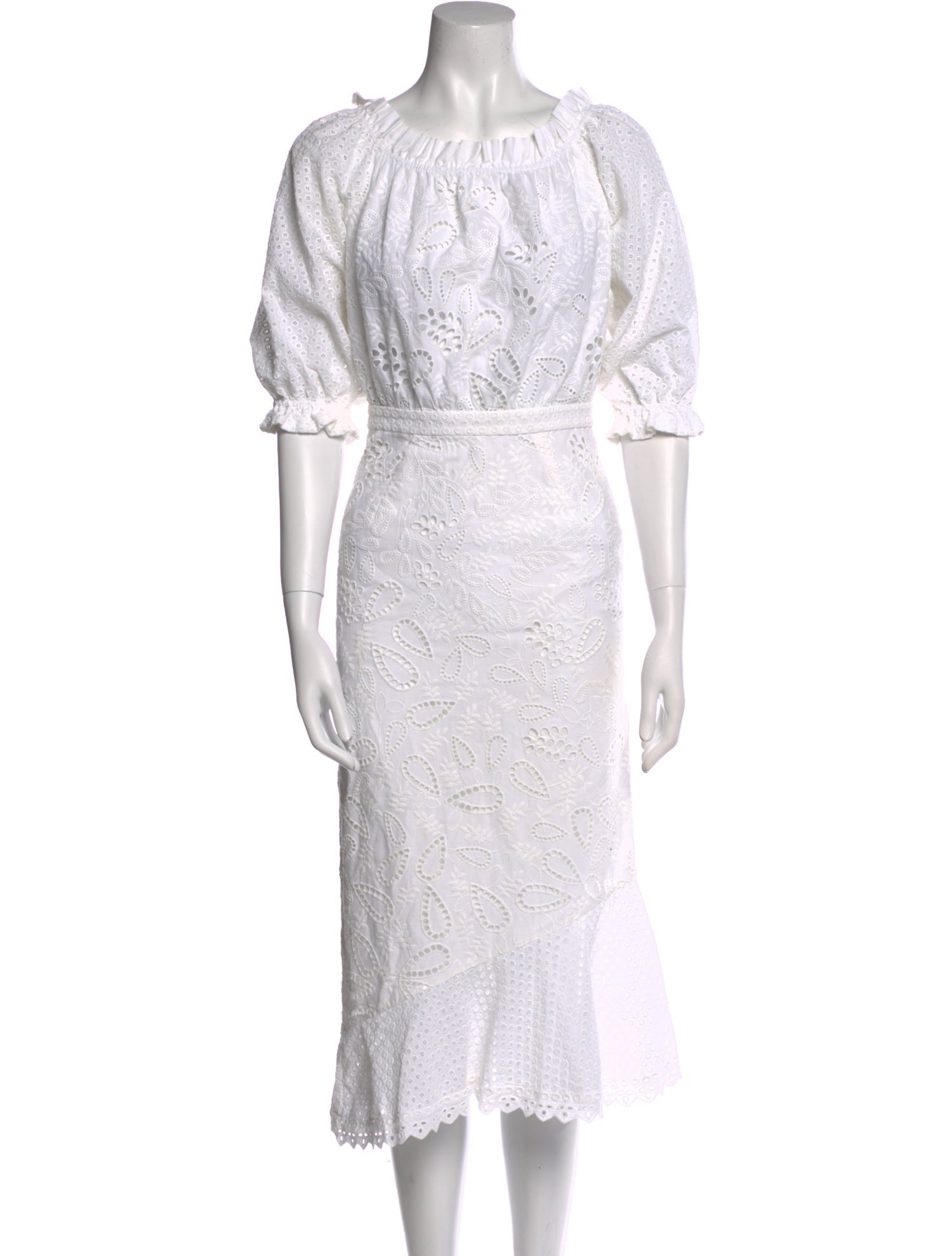 Saloni Lace Pattern Midi Length Dress