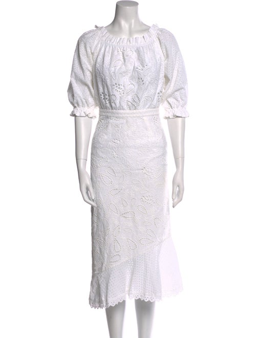 Saloni Lace Pattern Midi Length Dress