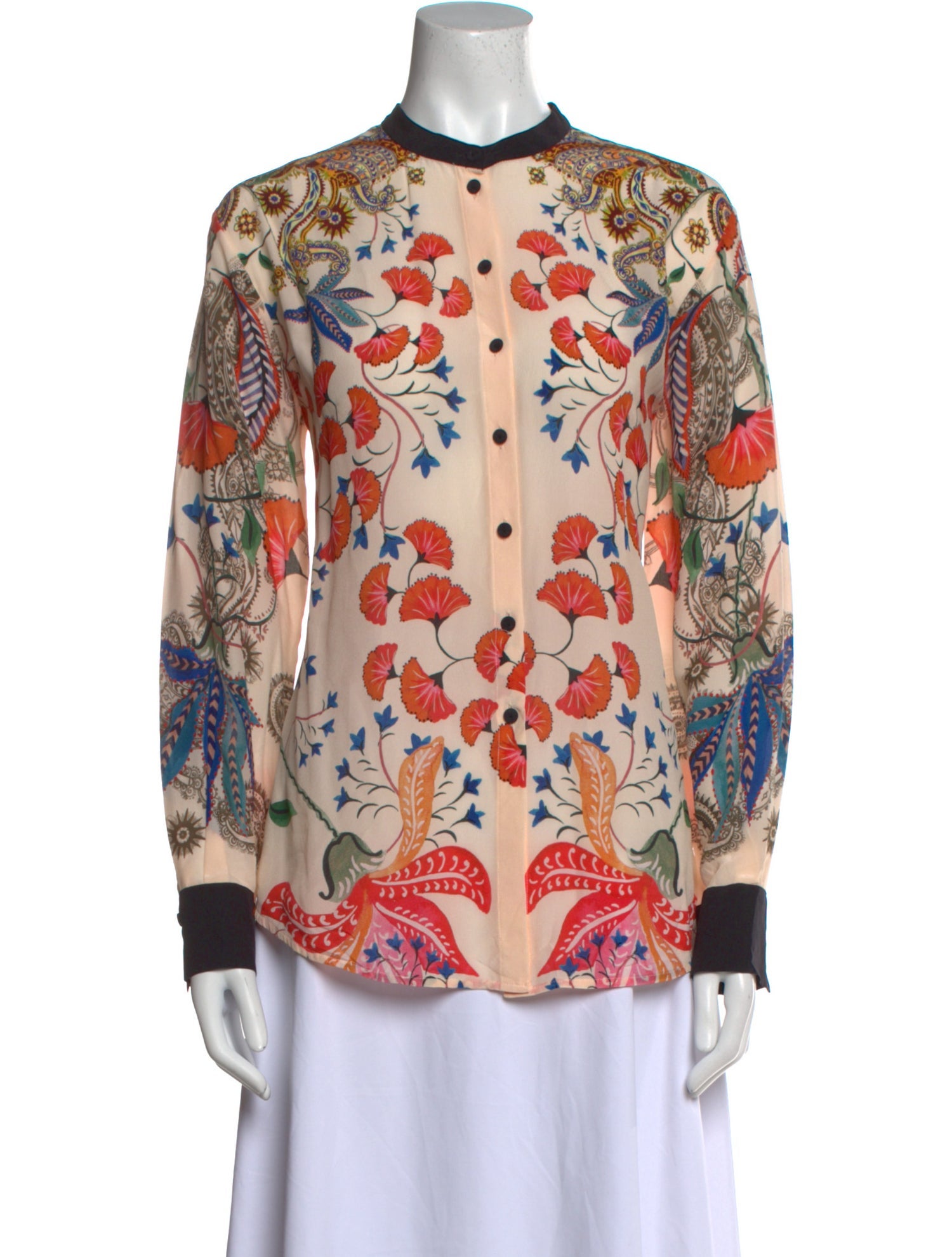 Saloni Silk Printed Button-Up Top w/ Tags