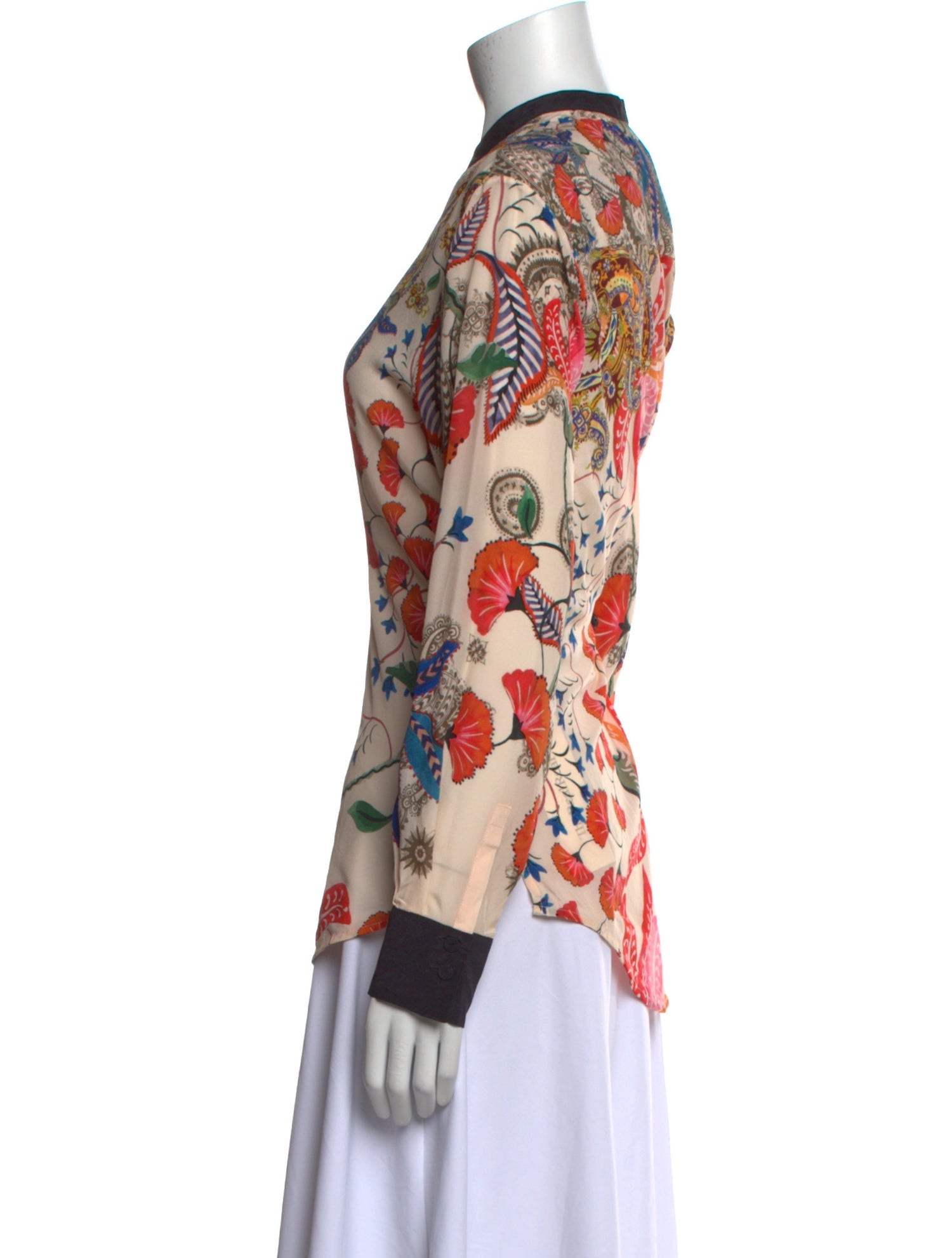 Saloni Silk Printed Button-Up Top w/ Tags