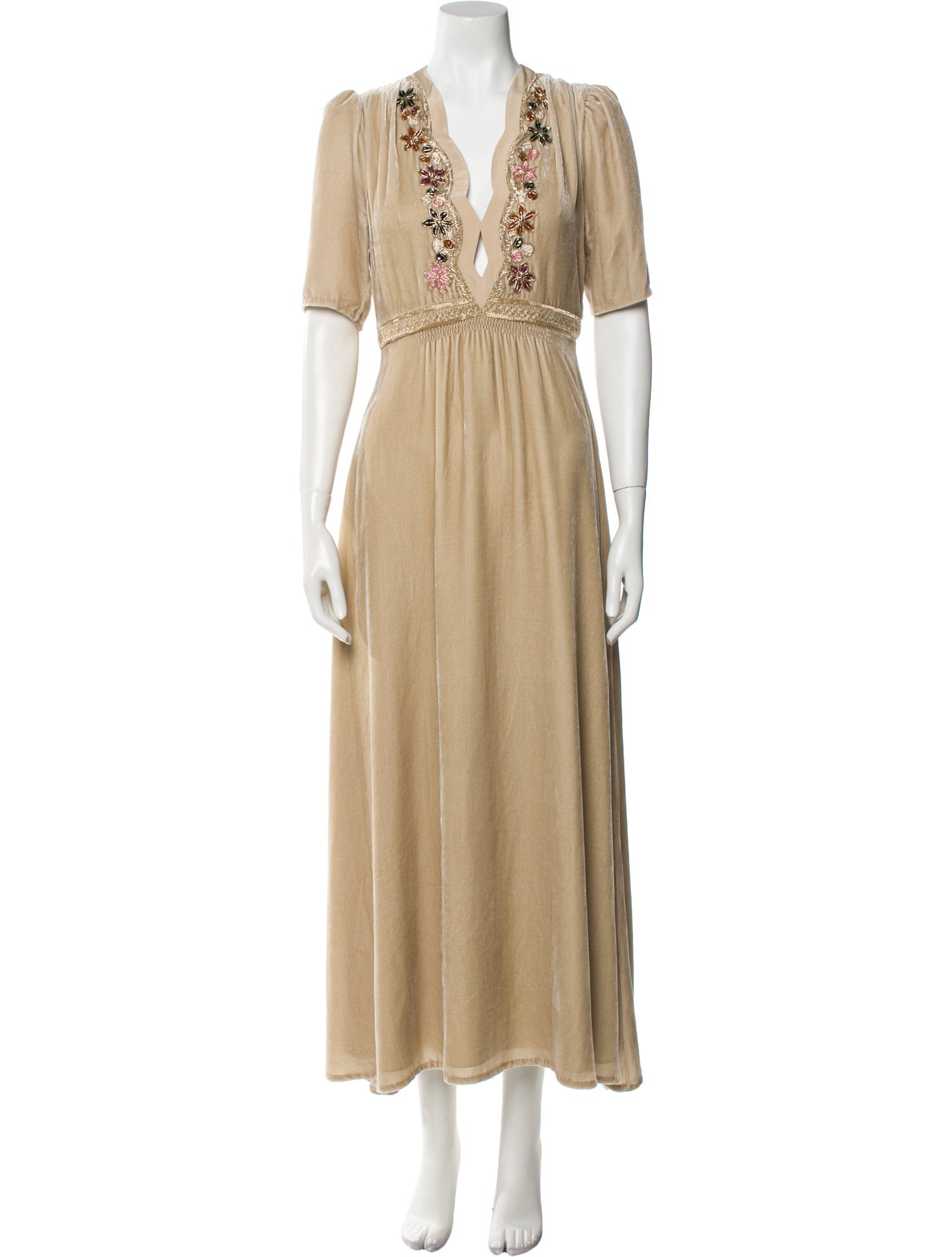 Saloni V-Neck Long Dress w/ Tags