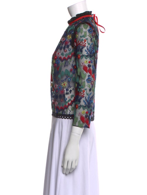 Saloni Floral Print Mock Neck Top