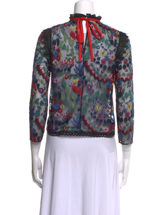 Saloni Floral Print Mock Neck Top