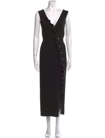 Saloni V-Neck Long Dress