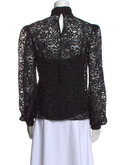 Saloni Lace Pattern Mock Neck Blouse