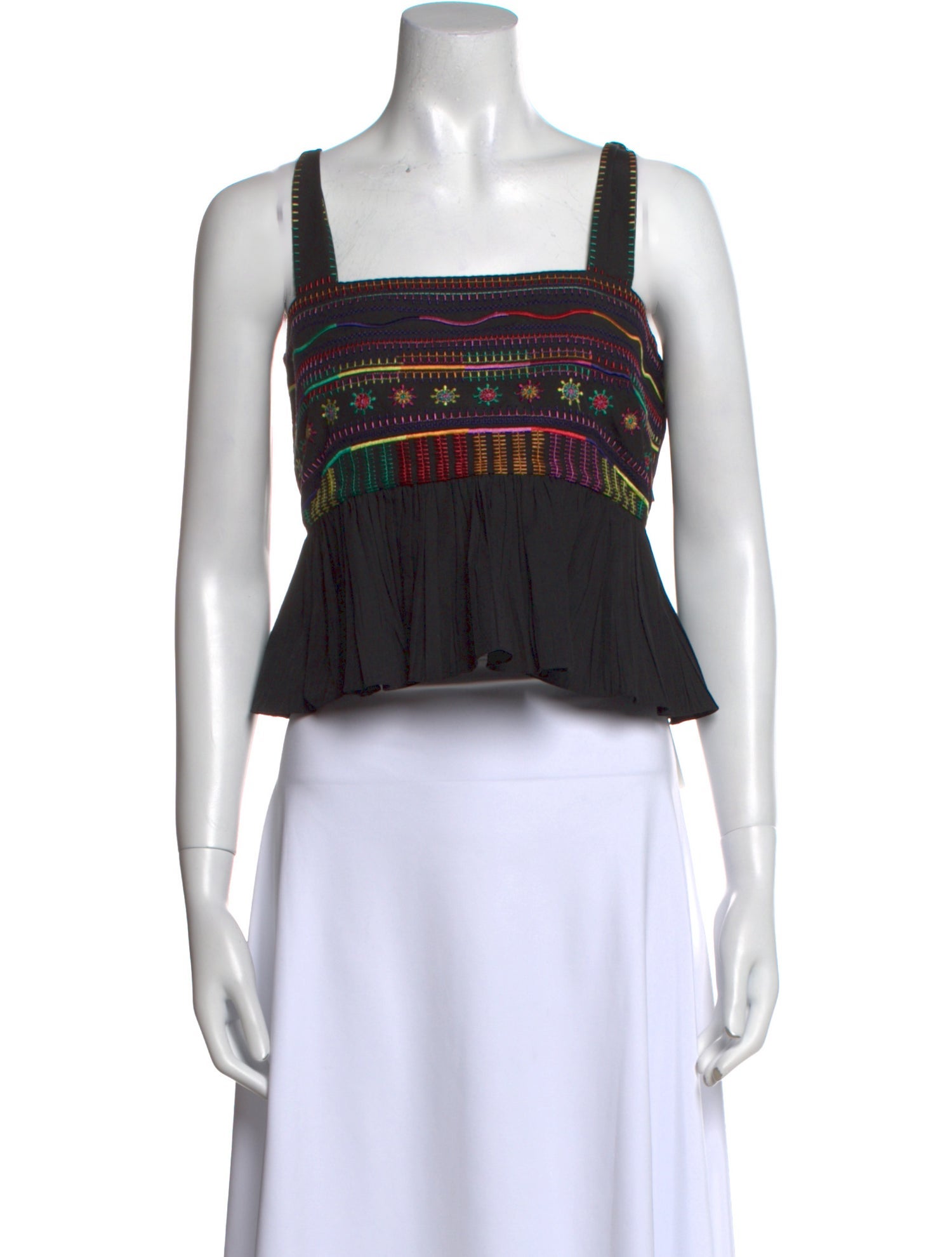 Saloni Printed Square Neckline Crop Top