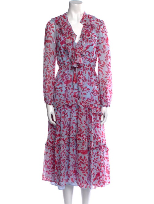 Saloni Floral Print Midi Length Dress