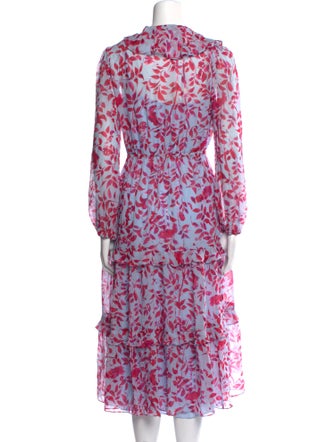 Saloni Floral Print Midi Length Dress