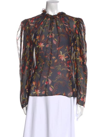 Saloni Silk Floral Print Blouse