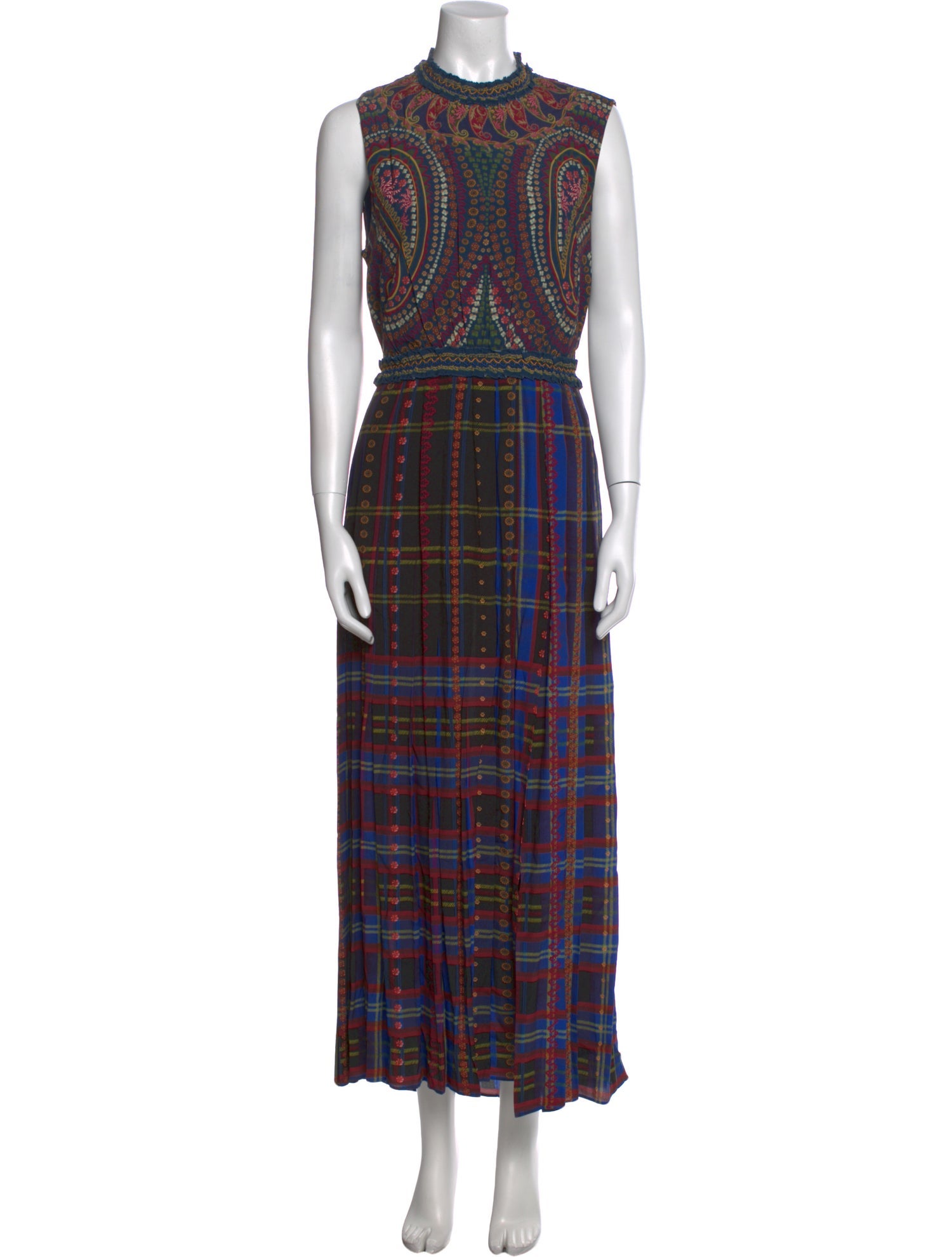 Saloni Plaid Print Long Dress