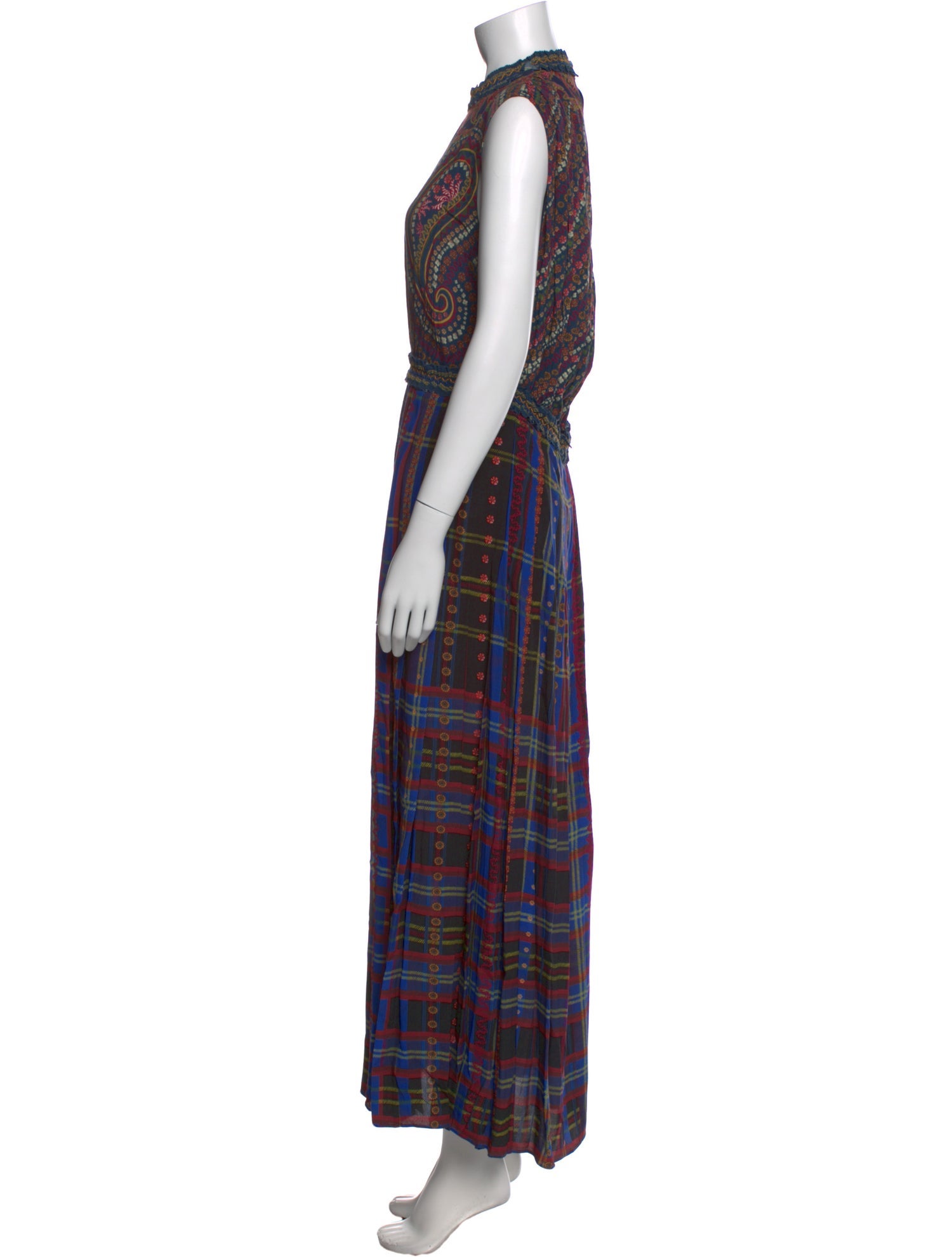 Saloni Plaid Print Long Dress