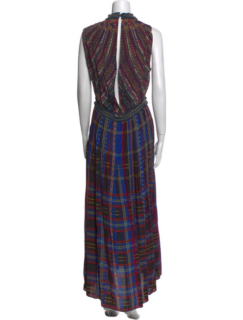 Saloni Plaid Print Long Dress
