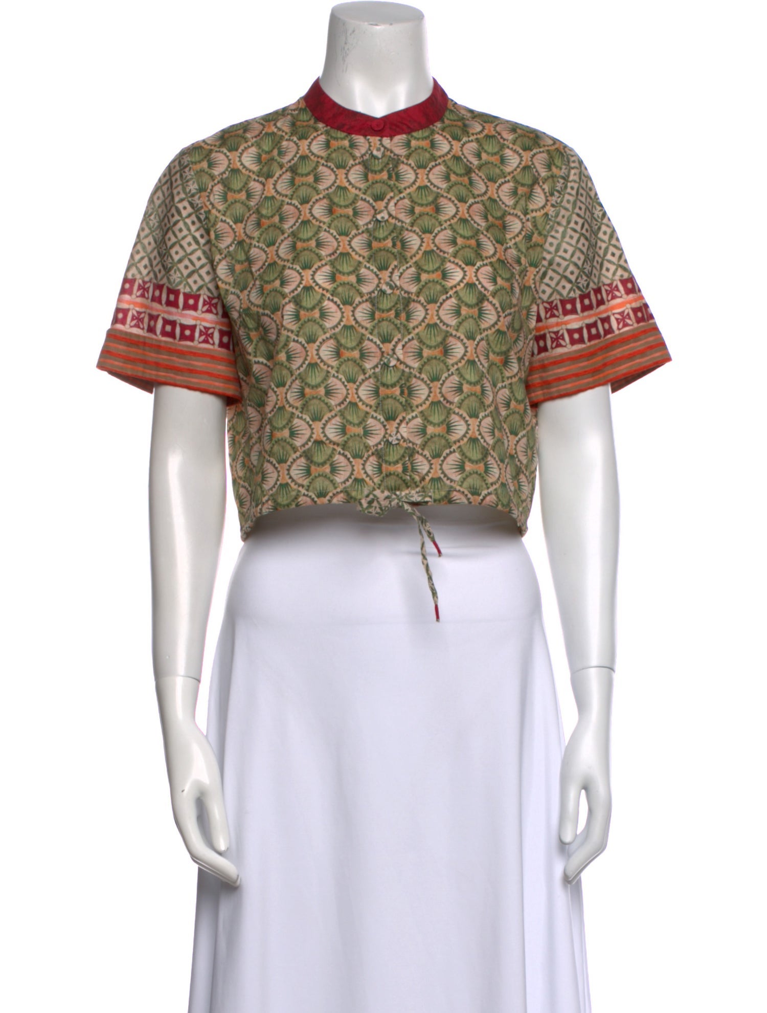 Saloni Printed Mock Neck Crop Top