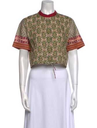 Saloni Printed Mock Neck Crop Top