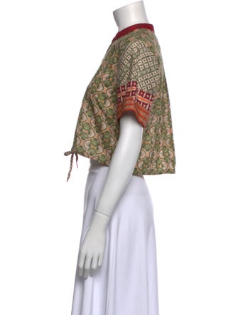 Saloni Printed Mock Neck Crop Top