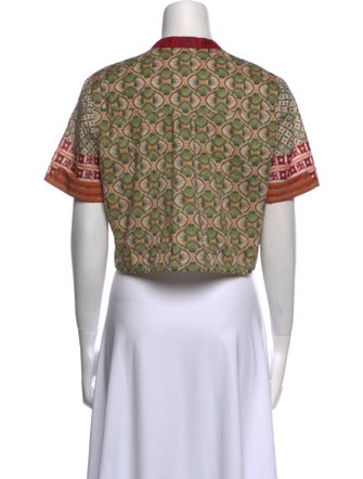 Saloni Printed Mock Neck Crop Top
