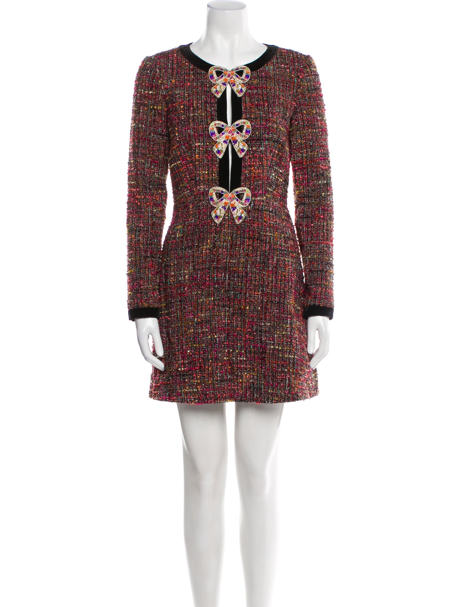 Saloni Tweed Pattern Mini Dress