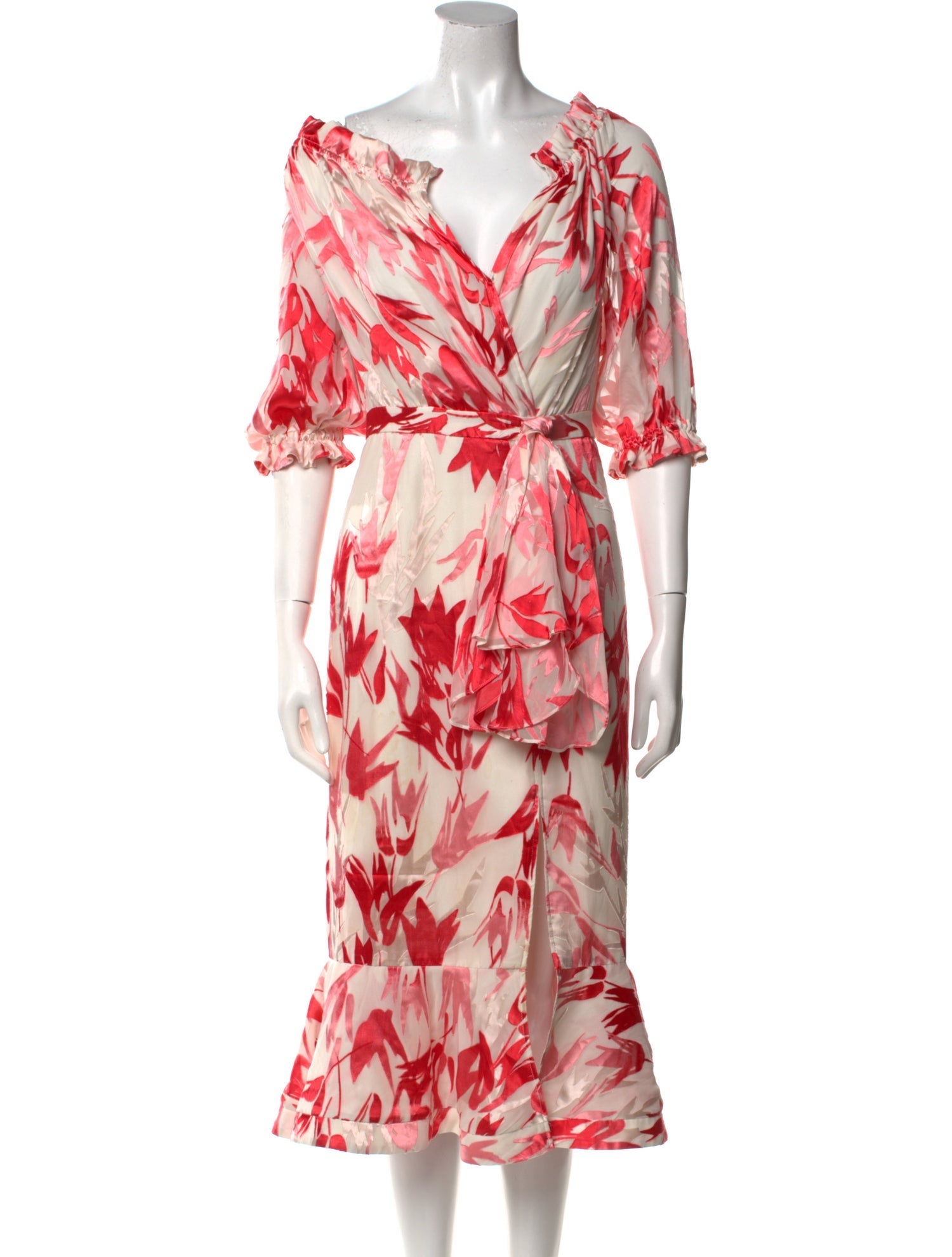 Saloni Floral Print Midi Length Dress