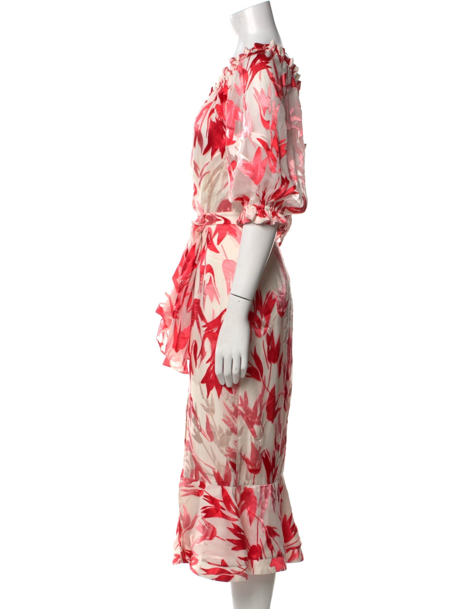 Saloni Floral Print Midi Length Dress