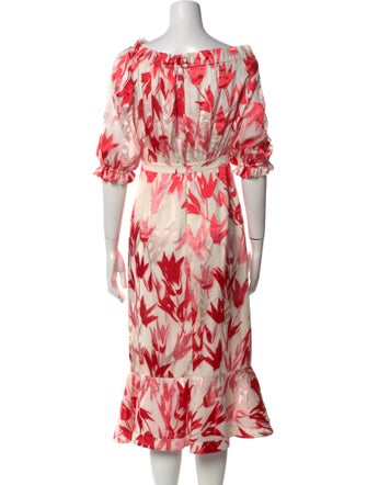 Saloni Floral Print Midi Length Dress