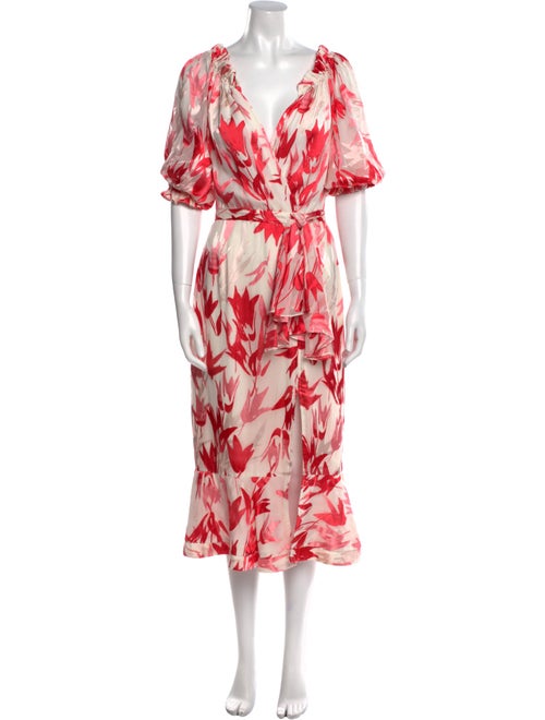 Saloni Floral Print Midi Length Dress