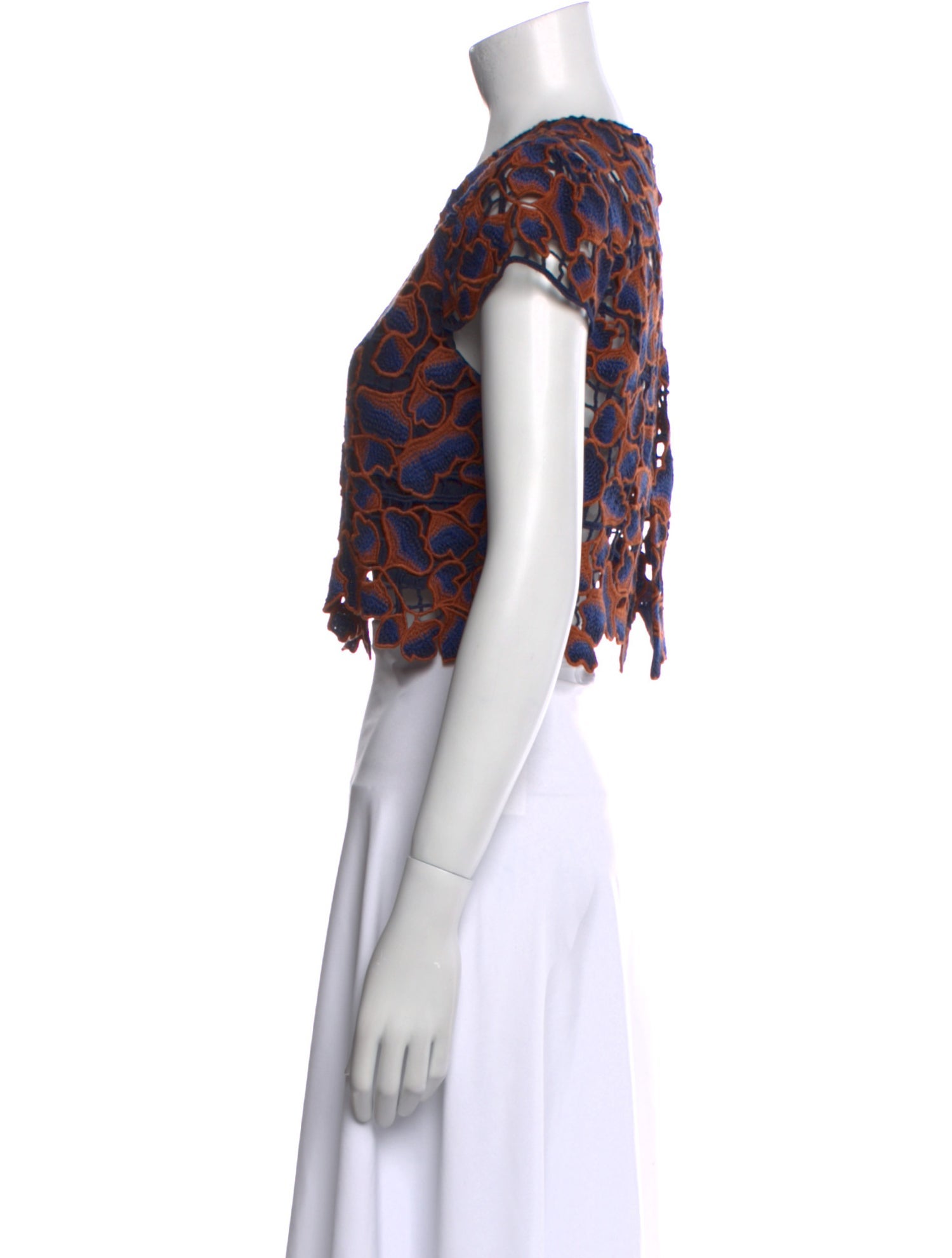 Saloni Printed Crew Neck Crop Top