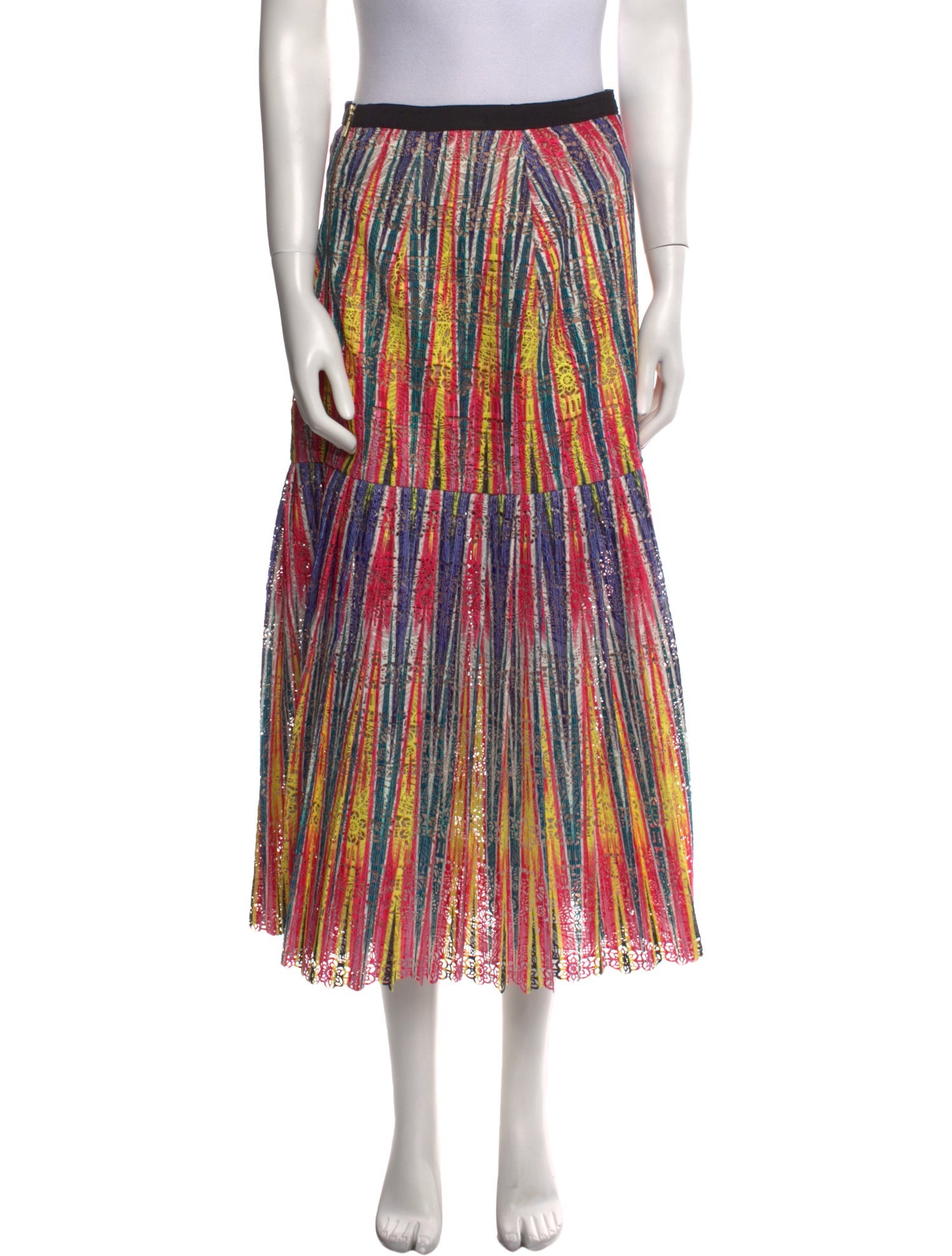 Saloni Striped Midi Length Skirt