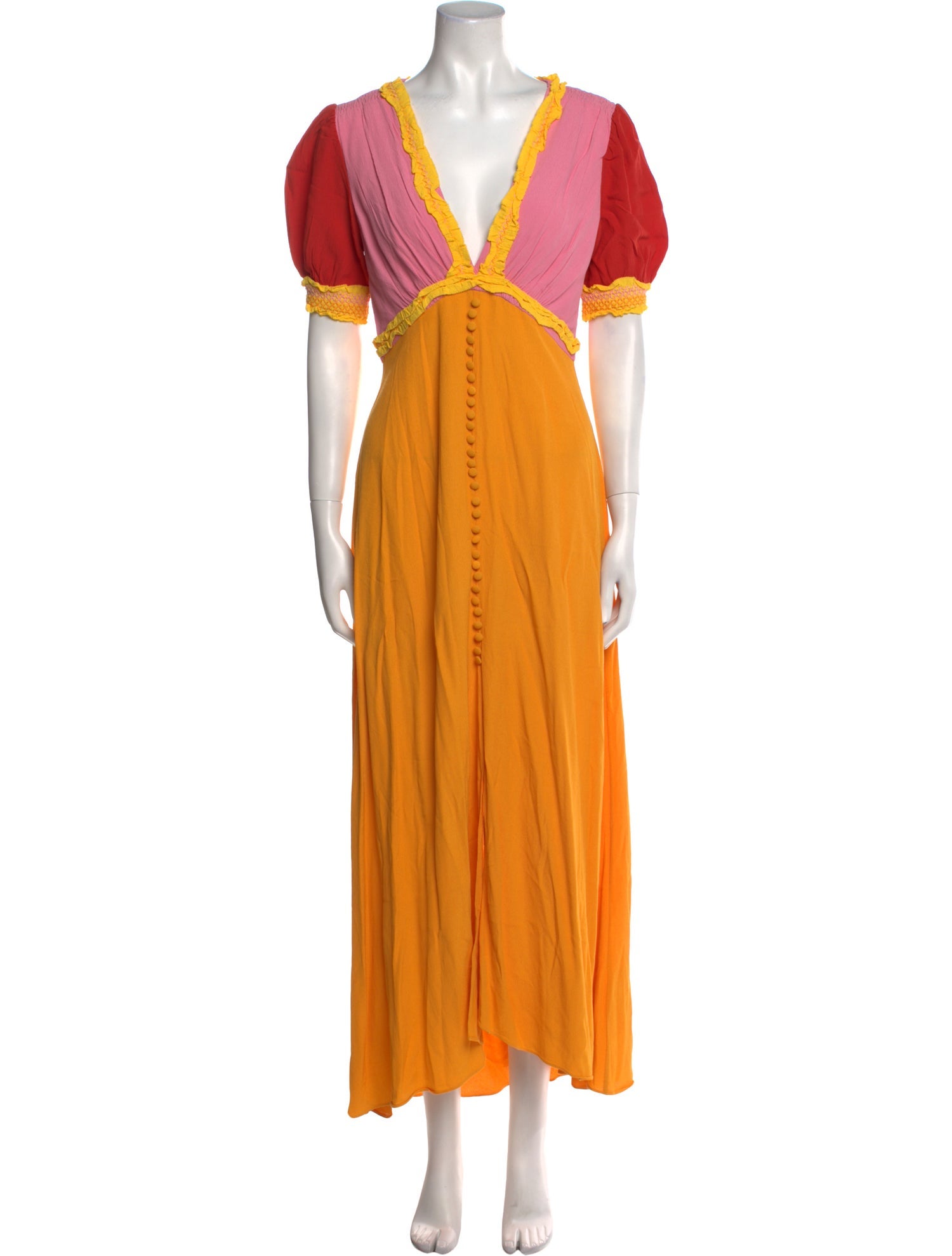 Saloni V-Neck Long Dress