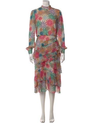 Pre-owned Saloni Silk Long Dress In Neutral