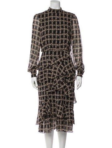 Pre-owned Saloni Silk Midi Length Dress In Black