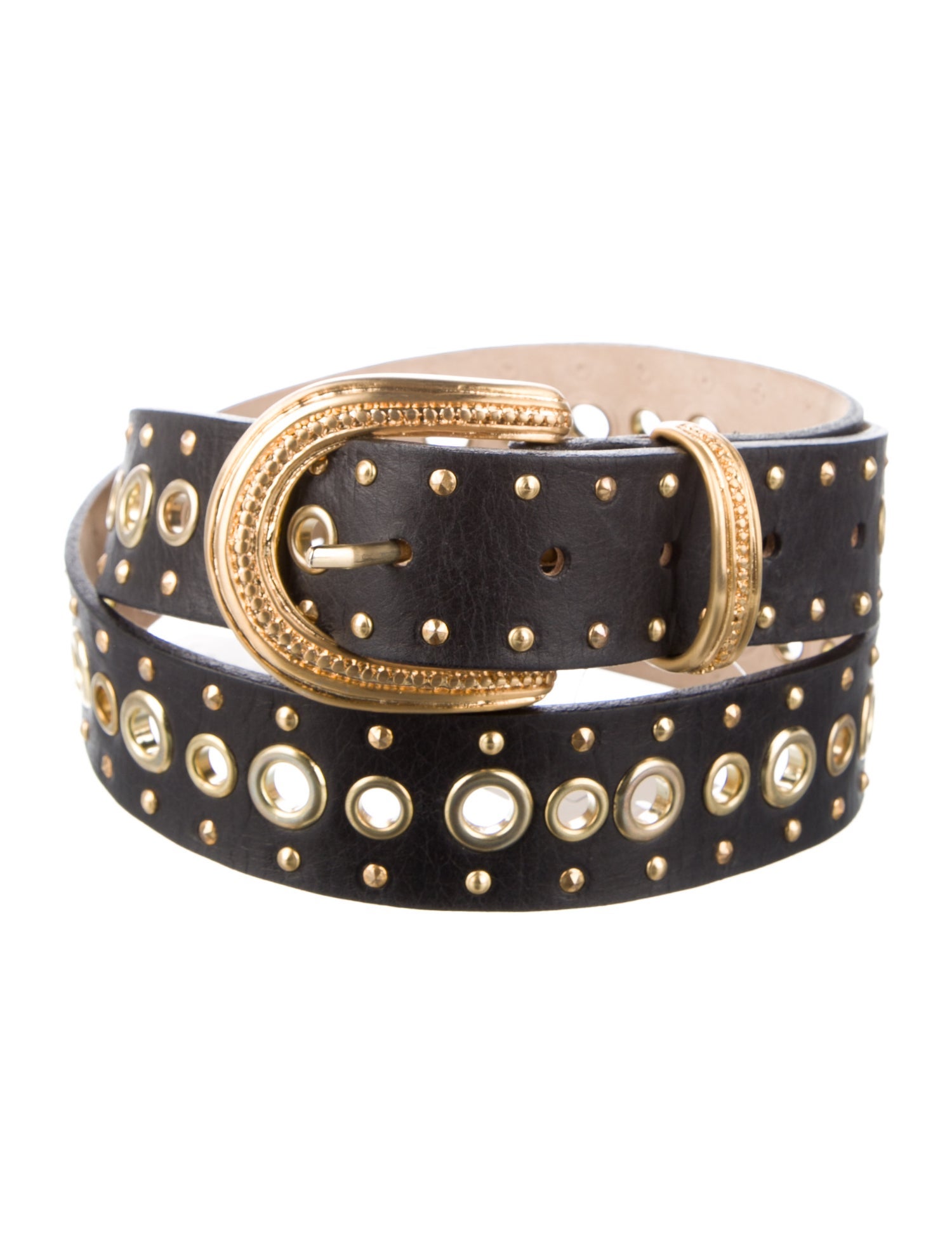 Streets Ahead Leather Studded Accents Belt Black Belts, Accessories